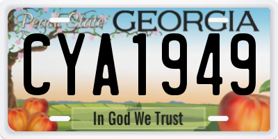 GA license plate CYA1949