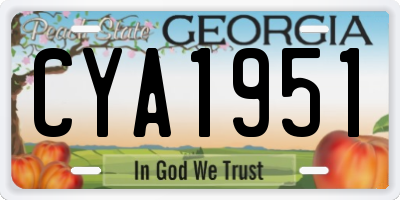 GA license plate CYA1951