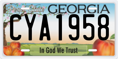 GA license plate CYA1958