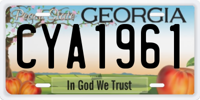 GA license plate CYA1961
