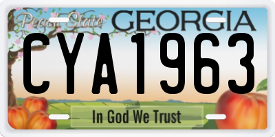 GA license plate CYA1963