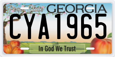 GA license plate CYA1965