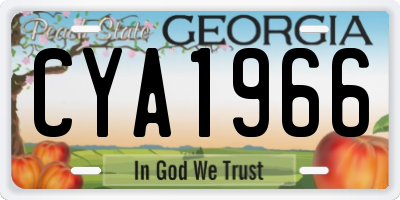 GA license plate CYA1966
