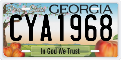 GA license plate CYA1968