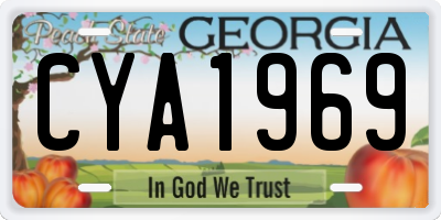 GA license plate CYA1969