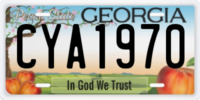 GA license plate CYA1970