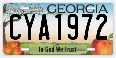 GA license plate CYA1972