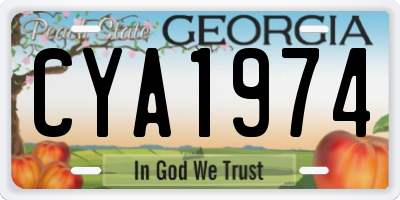 GA license plate CYA1974