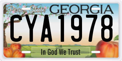 GA license plate CYA1978