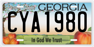 GA license plate CYA1980
