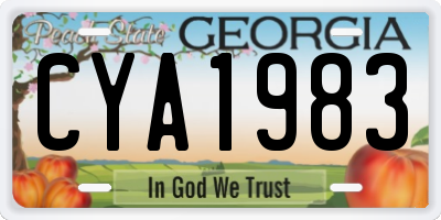 GA license plate CYA1983