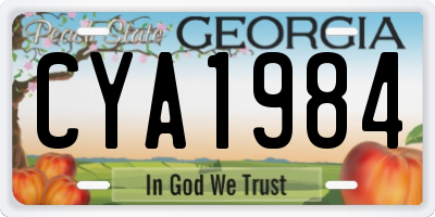 GA license plate CYA1984