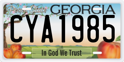 GA license plate CYA1985