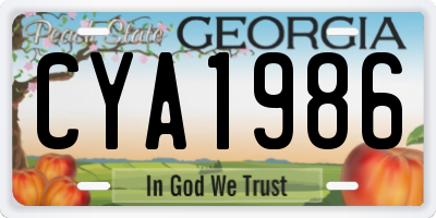 GA license plate CYA1986