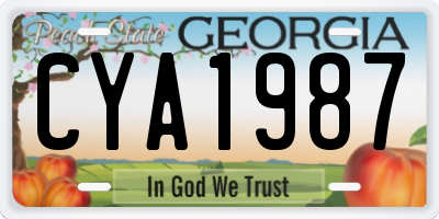 GA license plate CYA1987