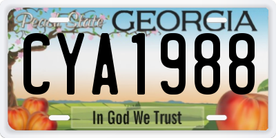 GA license plate CYA1988
