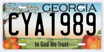 GA license plate CYA1989