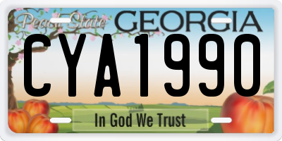 GA license plate CYA1990