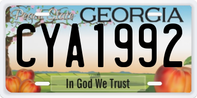 GA license plate CYA1992