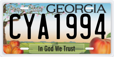 GA license plate CYA1994