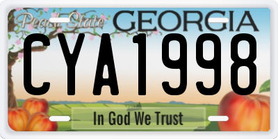 GA license plate CYA1998