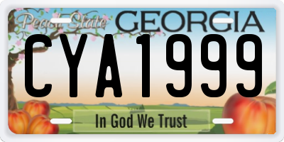 GA license plate CYA1999