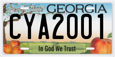 GA license plate CYA2001