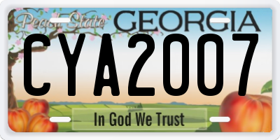 GA license plate CYA2007