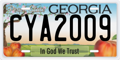 GA license plate CYA2009