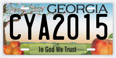 GA license plate CYA2015