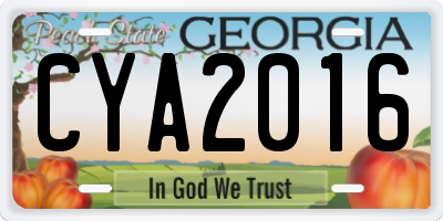 GA license plate CYA2016