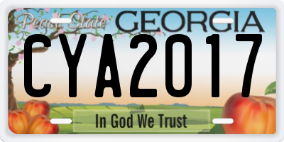 GA license plate CYA2017