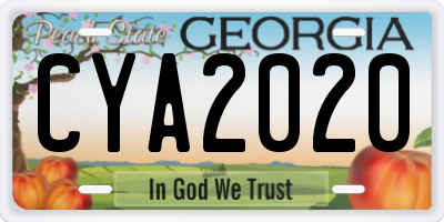 GA license plate CYA2020