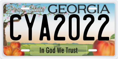GA license plate CYA2022