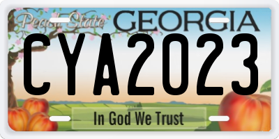 GA license plate CYA2023