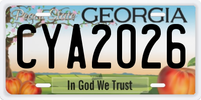 GA license plate CYA2026