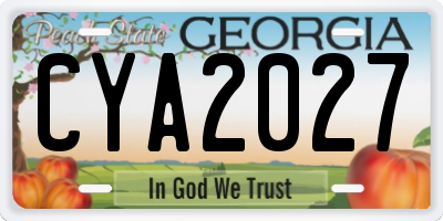 GA license plate CYA2027