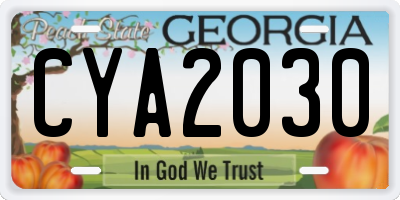GA license plate CYA2030