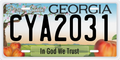 GA license plate CYA2031