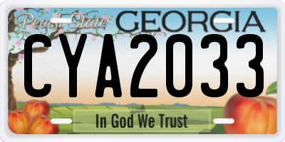 GA license plate CYA2033