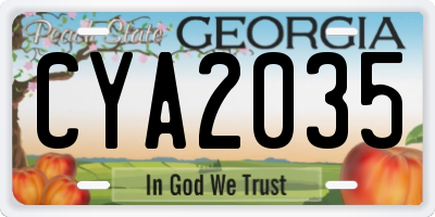 GA license plate CYA2035