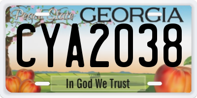 GA license plate CYA2038