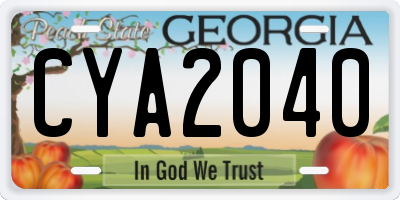 GA license plate CYA2040
