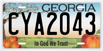 GA license plate CYA2043