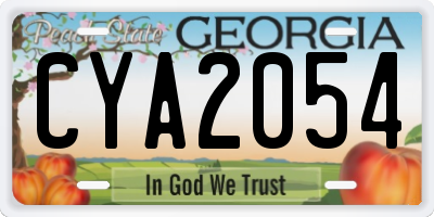 GA license plate CYA2054