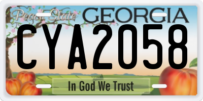 GA license plate CYA2058