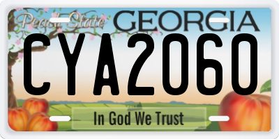 GA license plate CYA2060