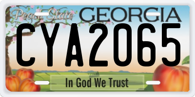 GA license plate CYA2065
