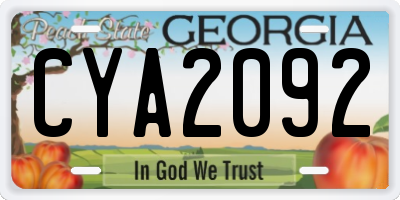 GA license plate CYA2092