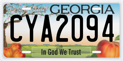 GA license plate CYA2094